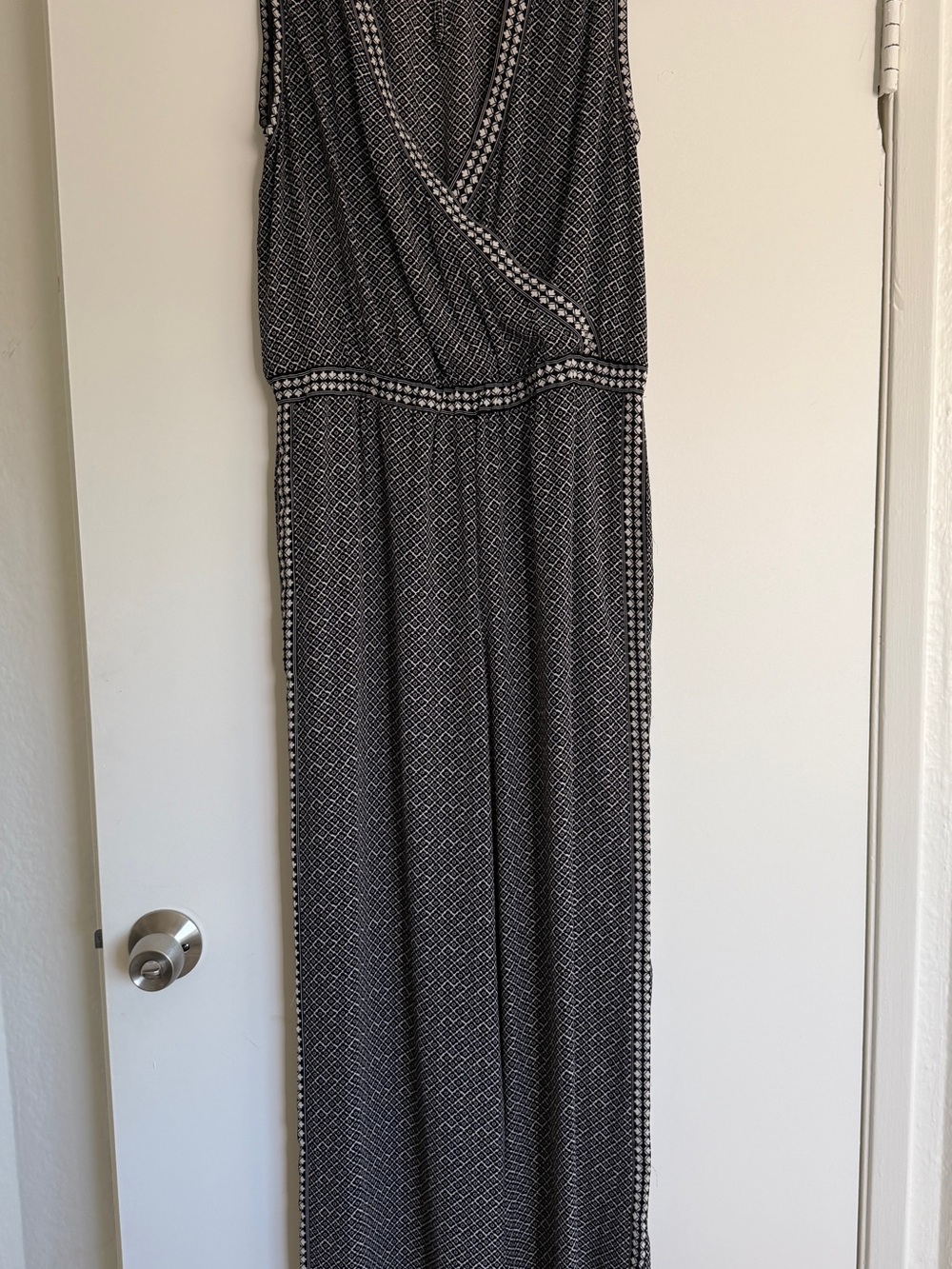 Max Studio Black & White Sleeveless Wrap-Style Jumpsuit